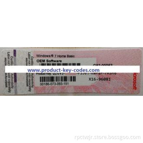 Microsoft Windows Product Key Sticker for Win 7 Home Premiu